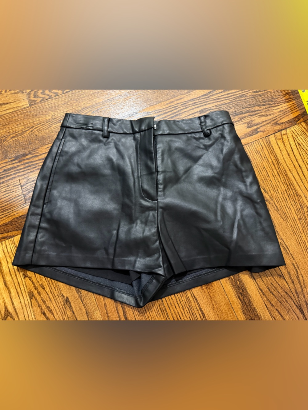 Astr Black Faux Leather High-Waist Shorts